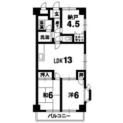 二軒屋イースト３Lの物件間取画像